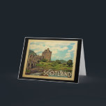 Scotland Wenskaart Castle Vintage Travel Kaart<br><div class="desc">Het Schotse ontwerp in de stijl Vintage Travel,  met de prachtige wijze waarop het kasteel van Eilean Donan wordt ontworpen.</div>