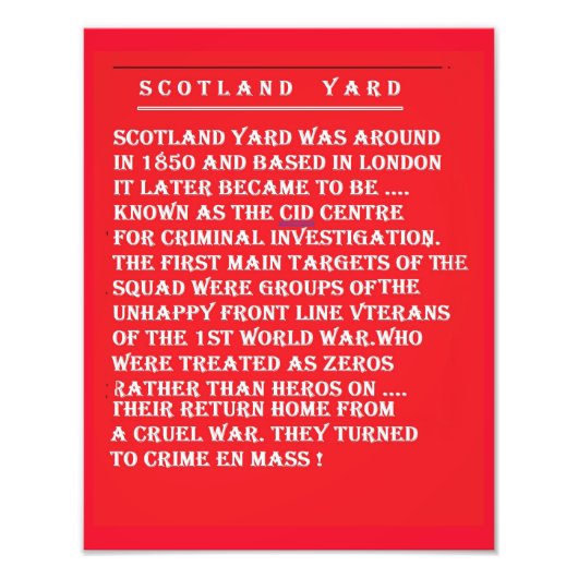Scotland Yard de geschiedenis van het Londen Engel Foto Afdruk (Voorkant)