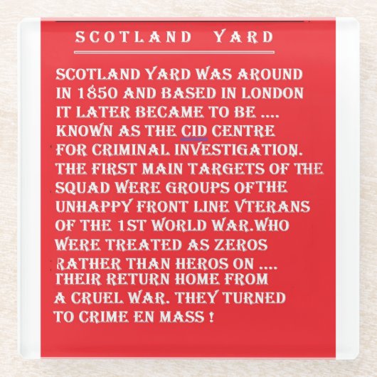 Scotland Yard de geschiedenis van het Londen Engel Glazen Onderzetter (Voorkant)