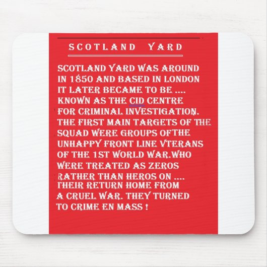 Scotland Yard de geschiedenis van het Londen Engel Muismat (Voorkant)