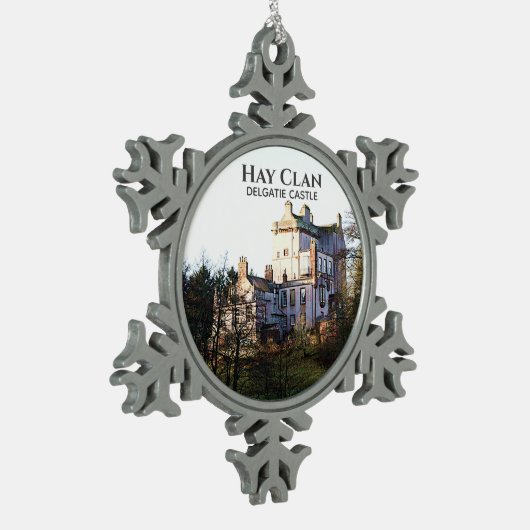 Scots Hay Clan Castle Snowflake Pewter Ornament (Links)