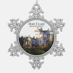 Scots Hay Clan Castle Snowflake Pewter Ornament