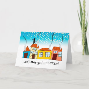 Scots nieuwjaar, Lang May Yer Lum Reek, welvaart Feestdagen Kaart