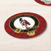 Scotsman Clan Crest Pset Pattern Ronde Kartonnen Onderzetter (Gebogen)