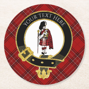 Scotsman Clan Crest Pset Pattern Ronde Kartonnen Onderzetter