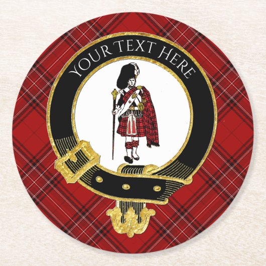 Scotsman Clan Crest Pset Pattern Ronde Kartonnen Onderzetter (Voorkant)