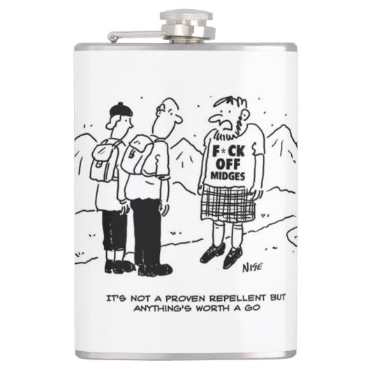 Scotsman heeft Anti-Midge T-Shirt Heupfles (Voorkant)