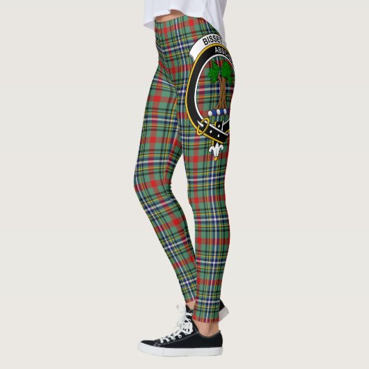 Scotstee Clan Bisset Pattern Crest Tartan Vrouwen Leggings (Links)