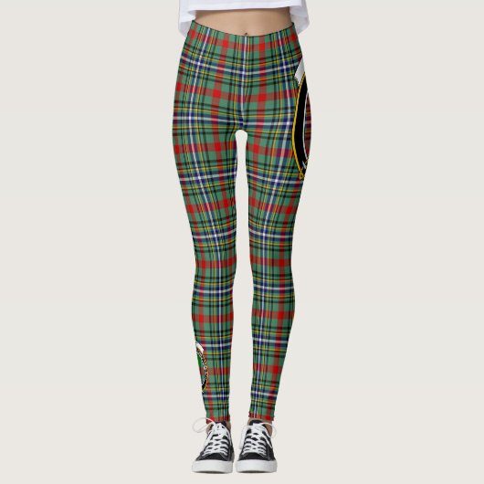 Scotstee Clan Bisset Pattern Crest Tartan Vrouwen Leggings (Voorkant)