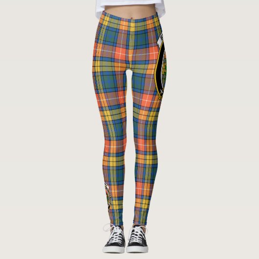 Scotstee Clan Buchanan Ancient Crest Tartan Vrouwe Leggings (Voorkant)