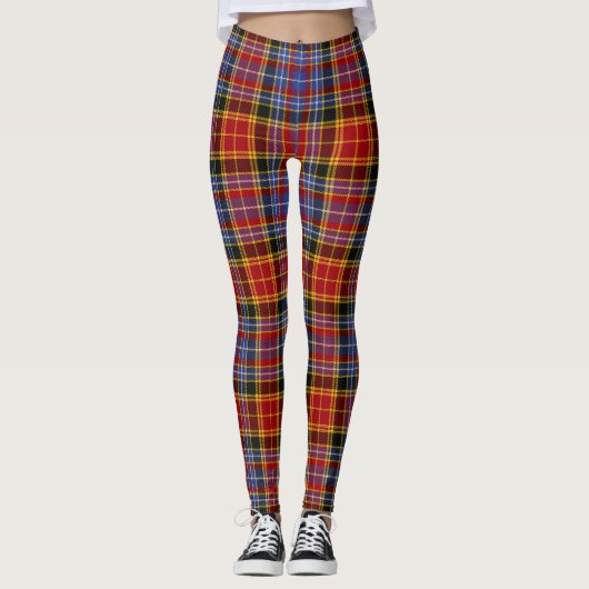 Scotstee Clan Dalrymple Organische Tartan Vrouwen Leggings (Voorkant)