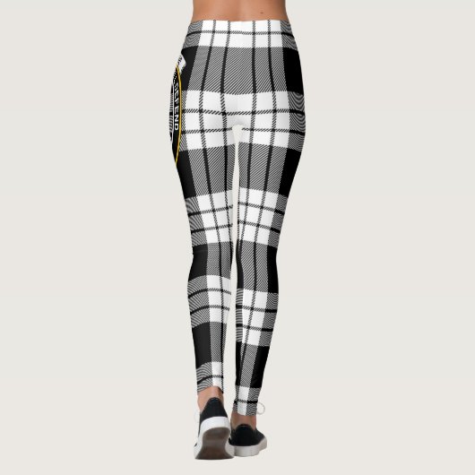 Scotstee Clan MacFarlane Black & White Crest Tarta Leggings (Achterkant)