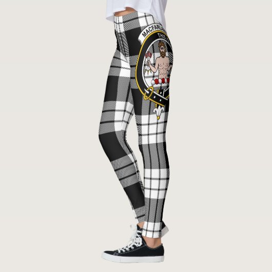 Scotstee Clan MacFarlane Black & White Crest Tarta Leggings (Links)