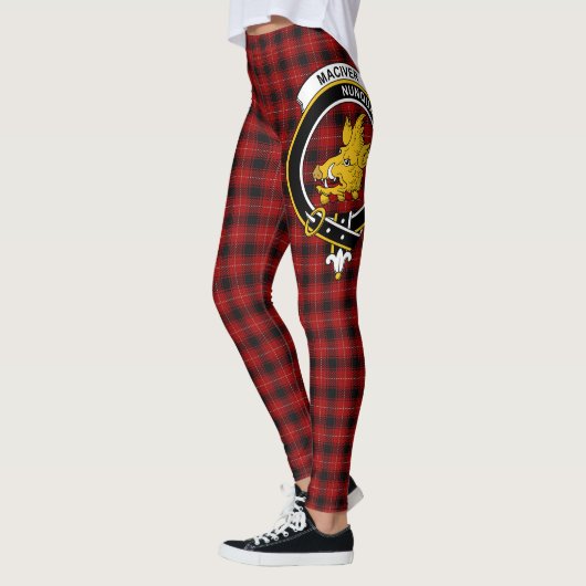 Scotstee Clan MacIver Red Crest Tartan Vrouwen Leggings (Links)