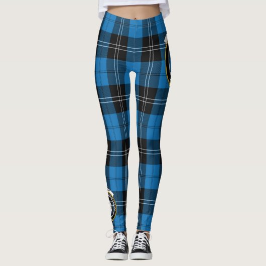 Scotstee Clan Ramsay Blue Ancient Crest Tartan Leggings (Voorkant)