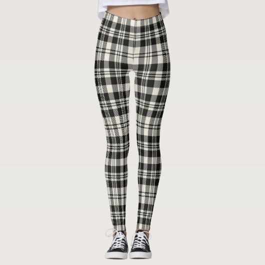 Scotstee Clan Scott Black White Ancient Tartan Leggings (Voorkant)
