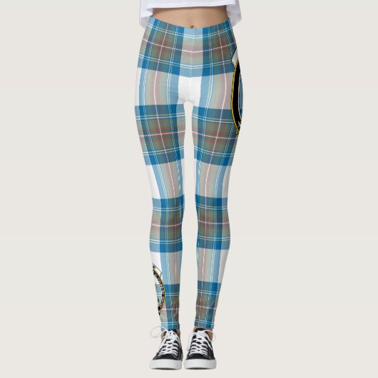 Scotstee Clan Stewart Muted Blue Crest Tartan Wome Leggings (Voorkant)