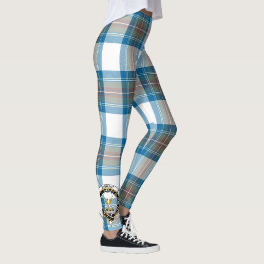Scotstee Clan Stewart Muted Blue Crest Tartan Wome Leggings (Rechts)