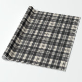 Scott Black en White Modern Scottish Tartan Cadeaupapier (Uitgerold)