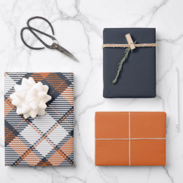 Scott Black Oranje Modern Scottish Tartan Inpakpapier Vel