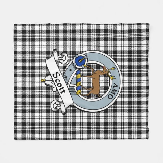 Scott Black - White Modern Clan Badge Tartan Pset Fleece Deken (Voorkant (Horizontaal))