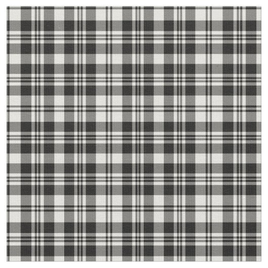 Scott Black & White Modern Tartan Stof (Close Up)