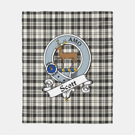 Scott Black - Witte oude clan badge Tartan Plai Fleece Deken (Voorkant)