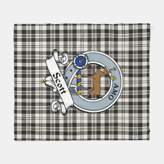 Scott Black - Witte oude clan badge Tartan Plai Fleece Deken (Voorkant (Horizontaal))