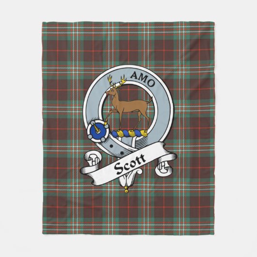 Scott Brown Ancient Clan Badge Tartan Pset Fleece Deken (Voorkant)