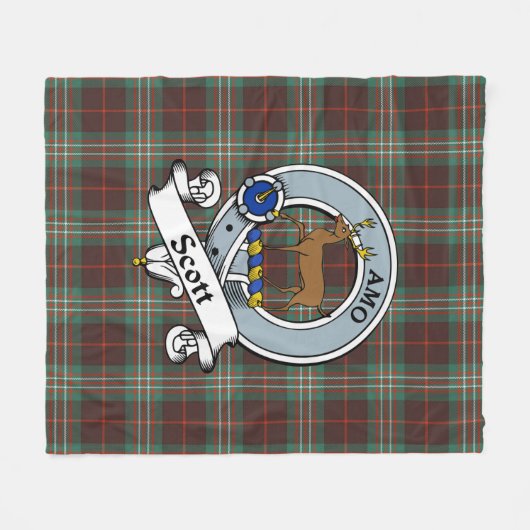 Scott Brown Ancient Clan Badge Tartan Pset Fleece Deken (Voorkant (Horizontaal))