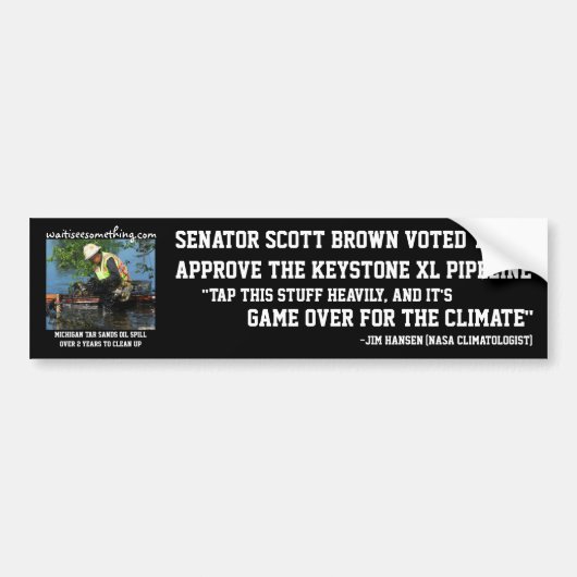 Scott Brown: Keystone XL Pipeline Bumpersticker (Voorkant)