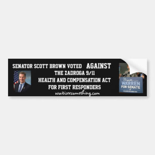 Scott Brown's Record: Zadroga 9/11 wet op de gezon Bumpersticker