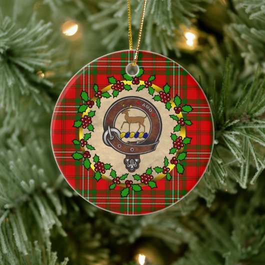 Scott Clan Badge & Tartan Gepersonaliseerde Kerstm Keramisch Ornament (Boom)