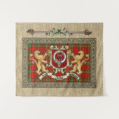 Scott Clan Badge & Tartan w/Lions Tapestry Wandkleed (Voorkant (horizontaal))