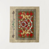 Scott Clan Badge & Tartan w/Lions Tapestry Wandkleed (Voorkant)
