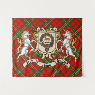 Scott Clan Badge & Unicorns w/Tartan Wandkleed