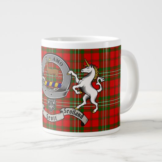 Scott Clan Badge w/Tartan & Unicorn Grote Koffiekop (Voorkant rechts)