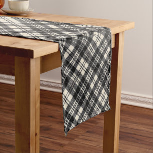 Scott Clan Black en White Modern Scottish Tartan Medium Tafelloper