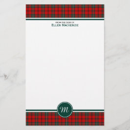 Scott Clan Tartan Red en Green Pset Monogram Briefpapier