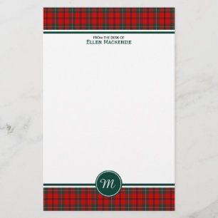 Scott Clan Tartan Red en Green Pset Monogram Briefpapier