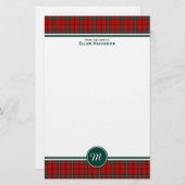 Scott Clan Tartan Red en Green Pset Monogram Briefpapier (Voorkant / Achterkant)