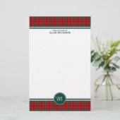 Scott Clan Tartan Red en Green Pset Monogram Briefpapier (Staand voorkant)