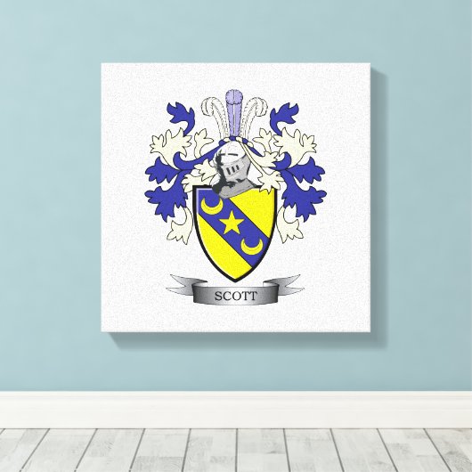 Scott Family Crest Coat of Arms Canvas Afdruk (Insitu (Houten vloer))