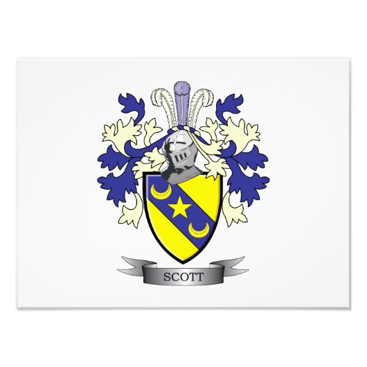 Scott Family Crest Coat of Arms Foto Afdruk (Voorkant)