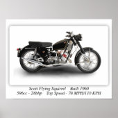 Scott Flying Squirrel Motorcycle - A3 Print (Voorkant)