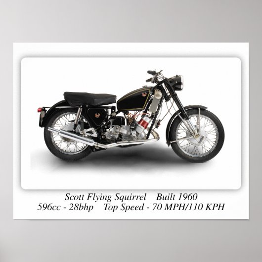 Scott Flying Squirrel Motorcycle - A3 Print (Voorkant)