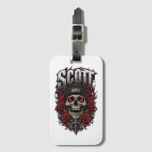 Scott Gothic Schedel Gepersonaliseerde Naam Ontwer Bagagelabel (Voorkant (verticaal))