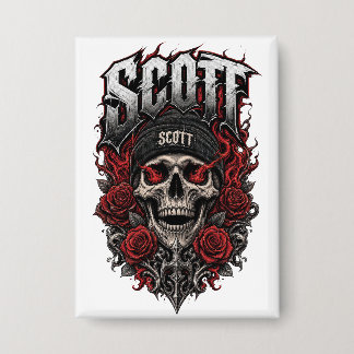 Scott Gothic Schedel Gepersonaliseerde Naam Ontwer Button