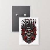 Scott Gothic Schedel Gepersonaliseerde Naam Ontwer Button (Voorkant / Achterkant)