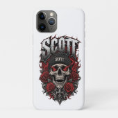 Scott Gothic Schedel Gepersonaliseerde Naam Ontwer Case-Mate iPhone Case (Achterkant)